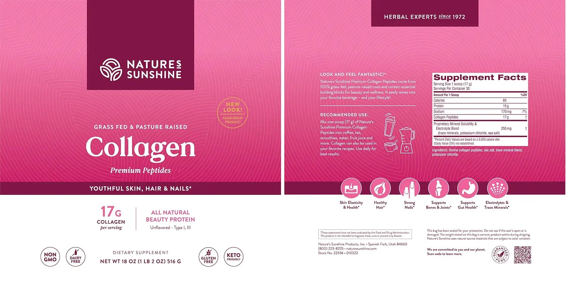 Close-up of Nature's Sunshine collagen packaging
