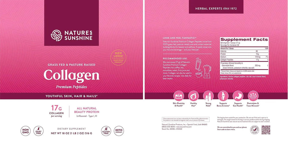 Close-up of Nature's Sunshine collagen packaging