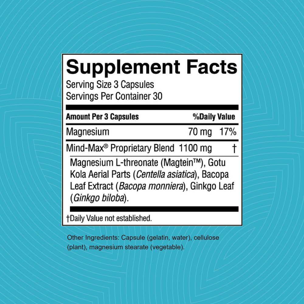 Close-up of Mind-Max ingredients concept