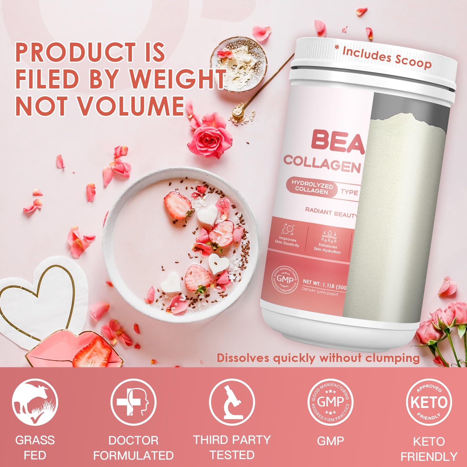 Keto-friendly, non-GMO collagen powder packaging label