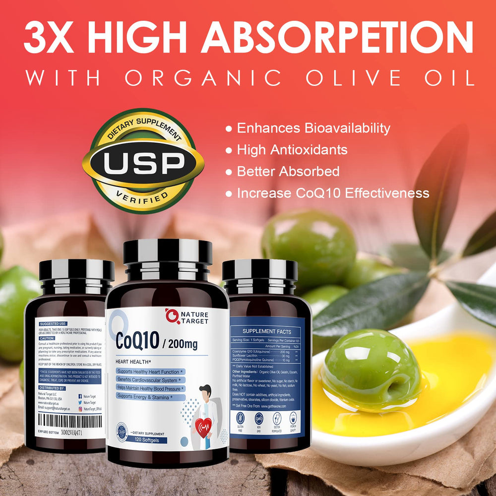 Nutrition facts per serving for CoQ10 softgels