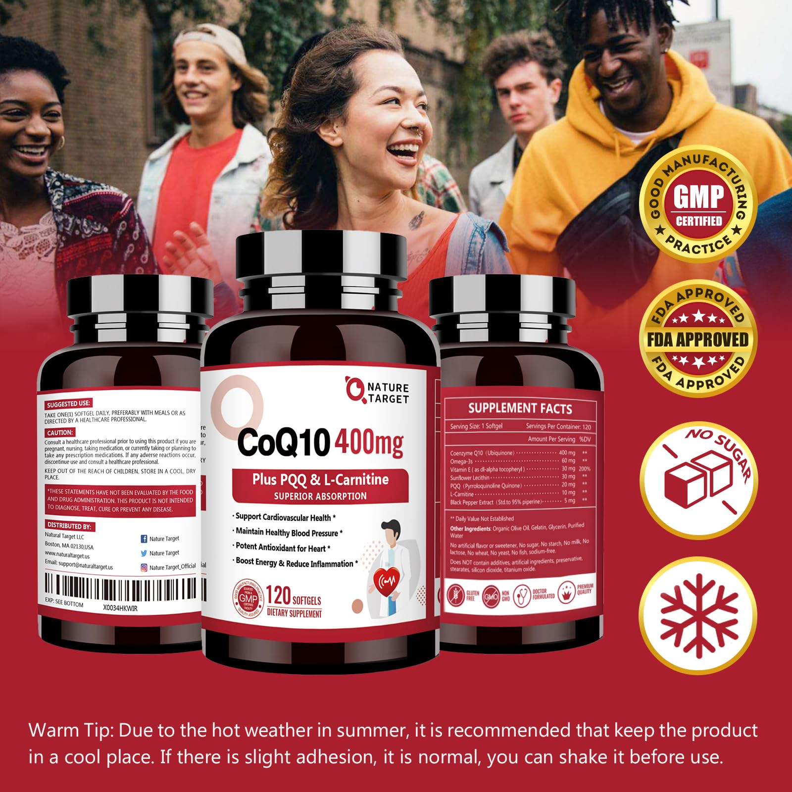 Nature Target CoQ10 supplement packaging and bottle