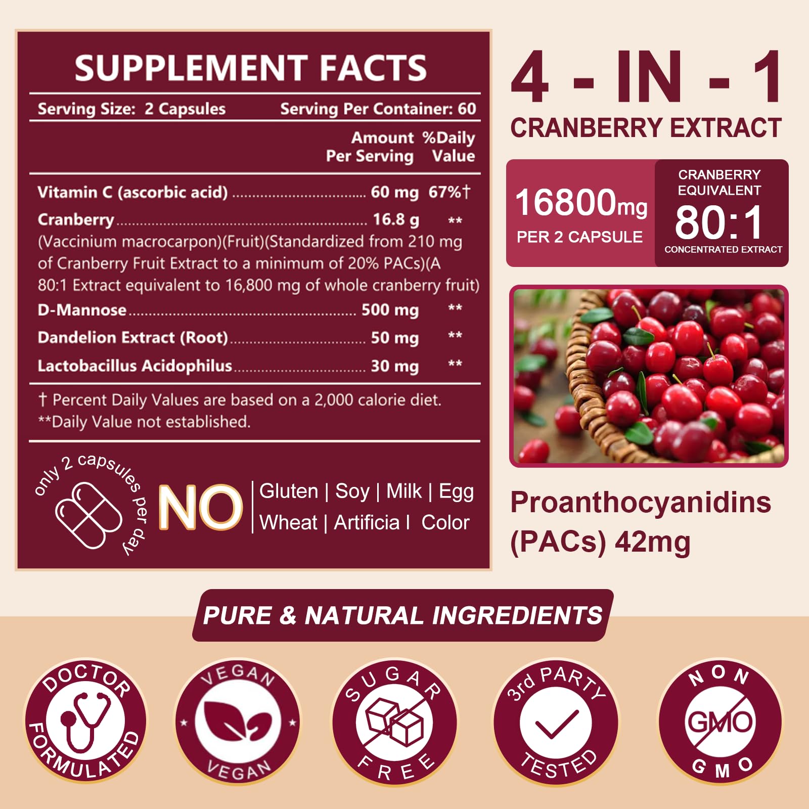 Close-up of Nature Target Cranberry Pills bottle with 120 veggie capsules