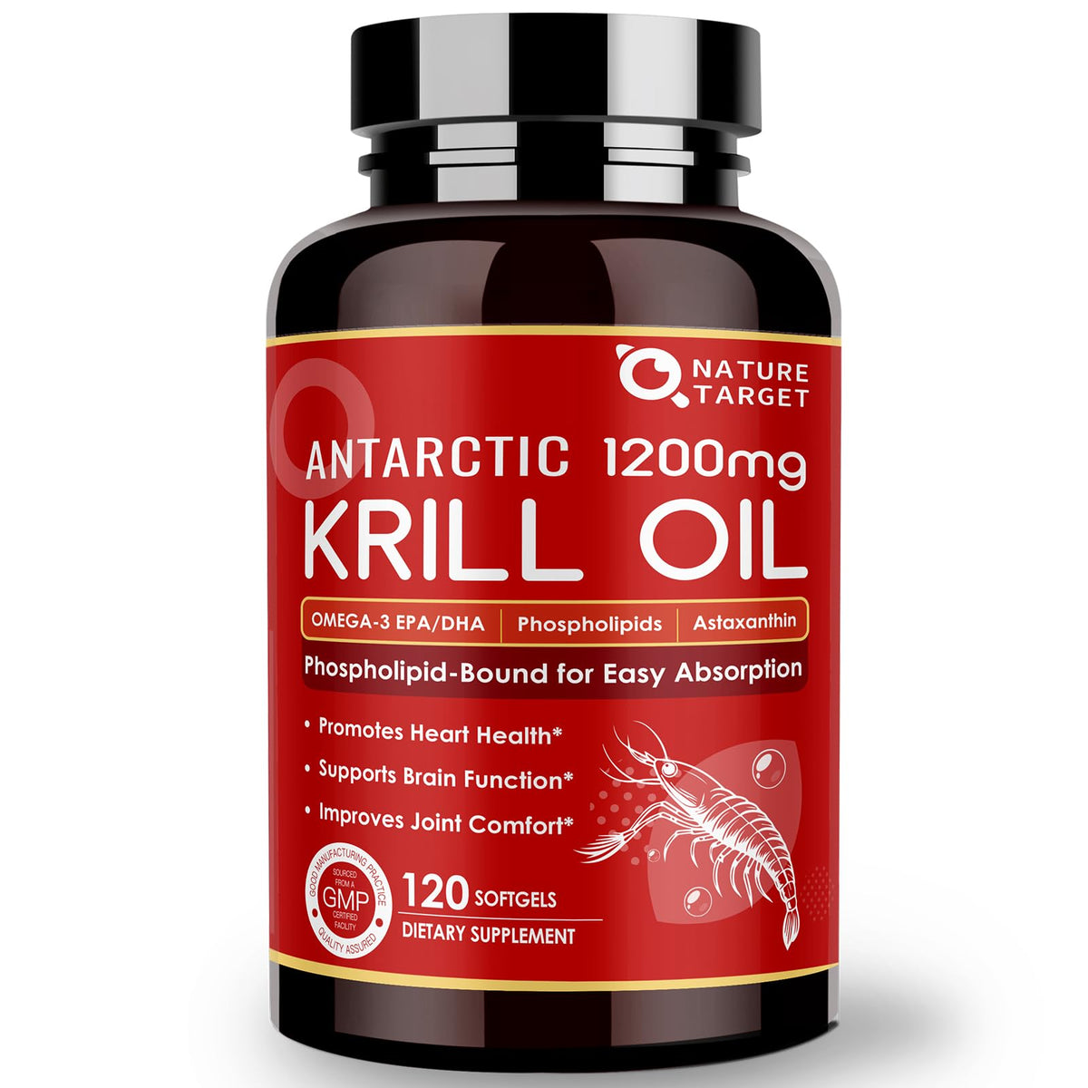 Nature Target Krill Oil 1200mg bottle front view