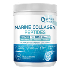 Nature Target Marine Collagen Peptides Powder bottle with scoop