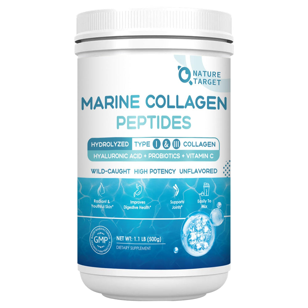 Nature Target Marine Collagen Powder for Women bottle and label