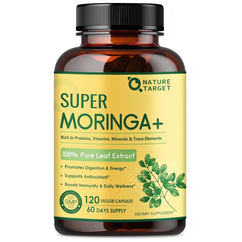 Nature Target Moringa Capsules bottle on white background