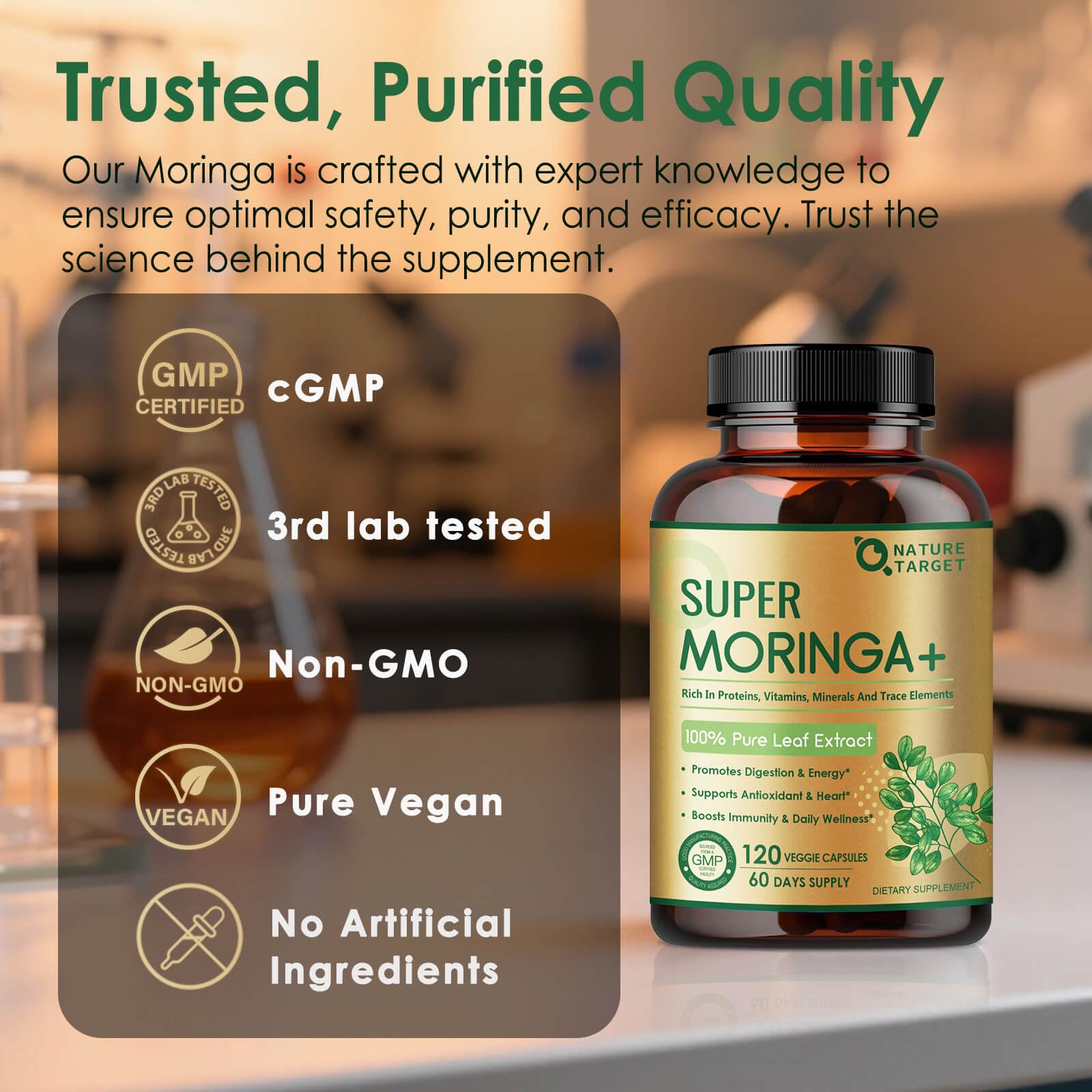 Daily wellness concept with Moringa capsules