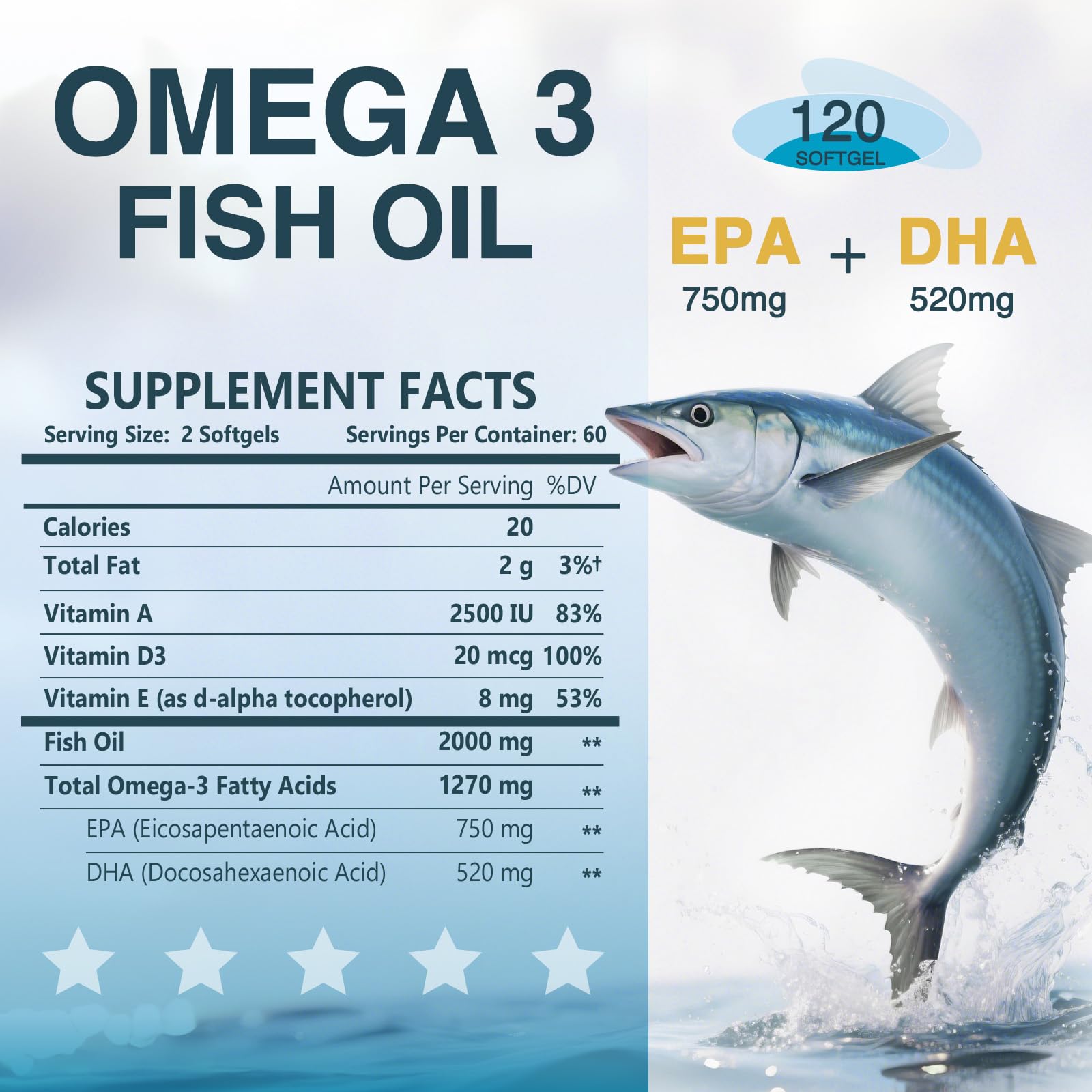 Close-up of Nature Target Omega-3 softgels showing 2000mg dose