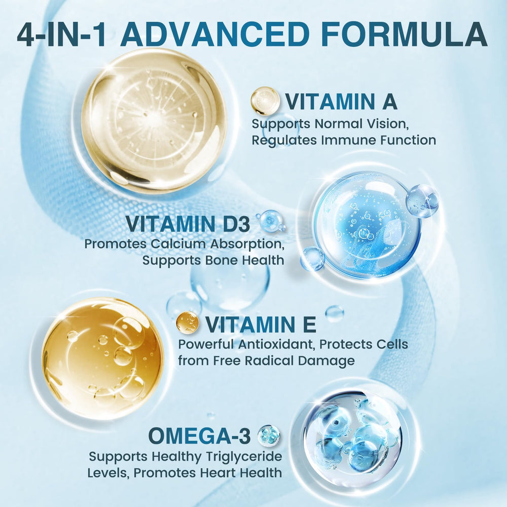 Vitamin A, D3 and E icons for immune and bone health