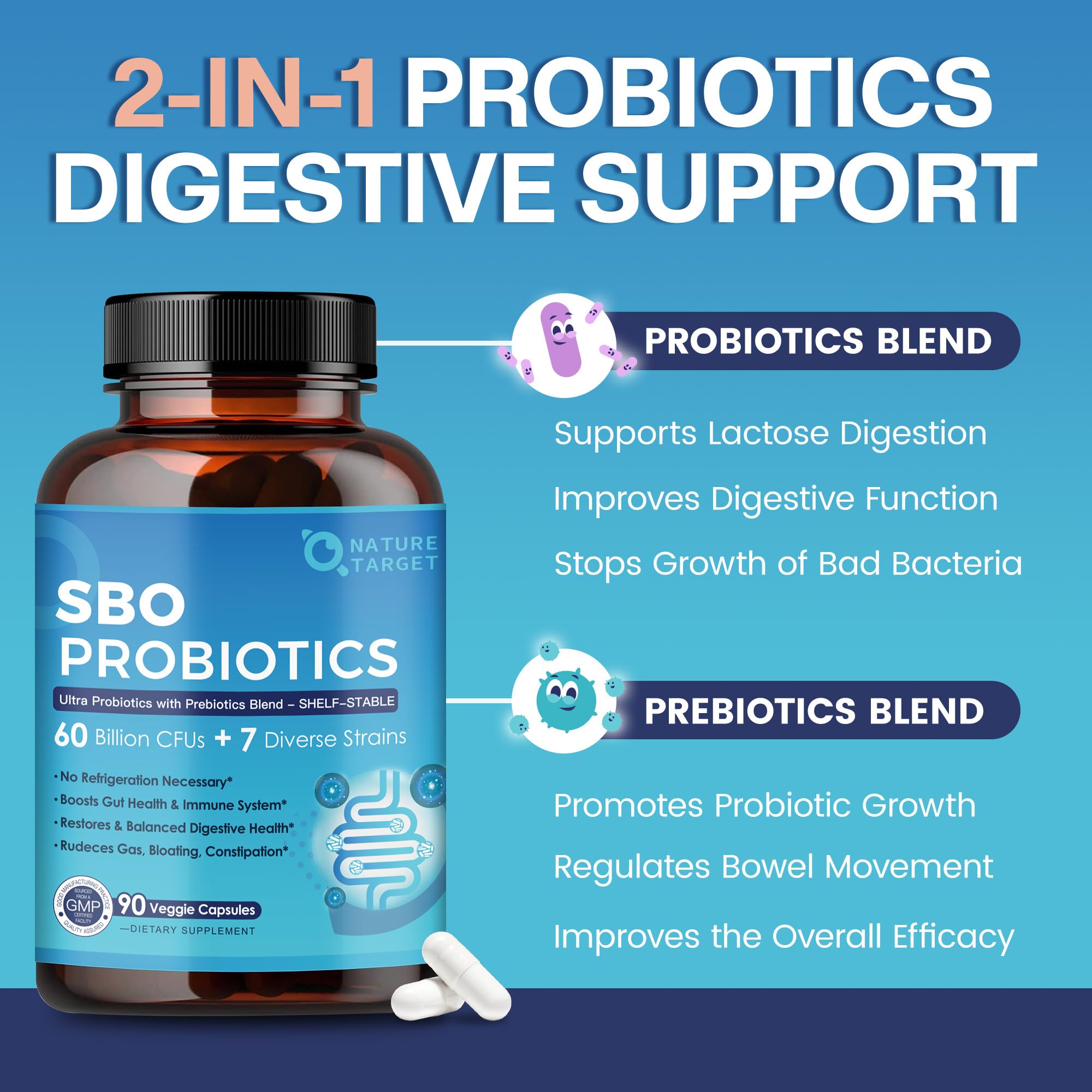 Illustration representing SBO and Lactobacillus probiotic strains