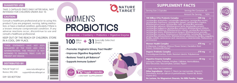 NATURE TARGET 90 veggie capsules image emphasizes daily, dairy-free wellness
