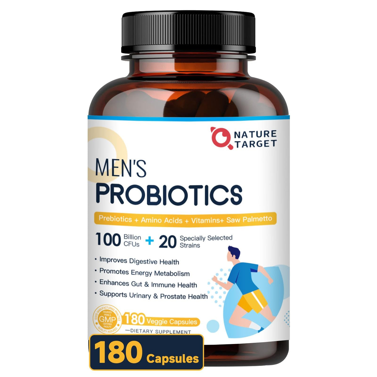 NATURE TARGET Probiotics for Men bottle label