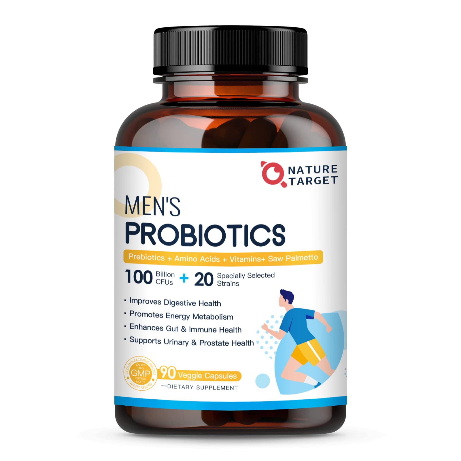 Nature Target Probiotics for Men bottle with 90 veggie capsules