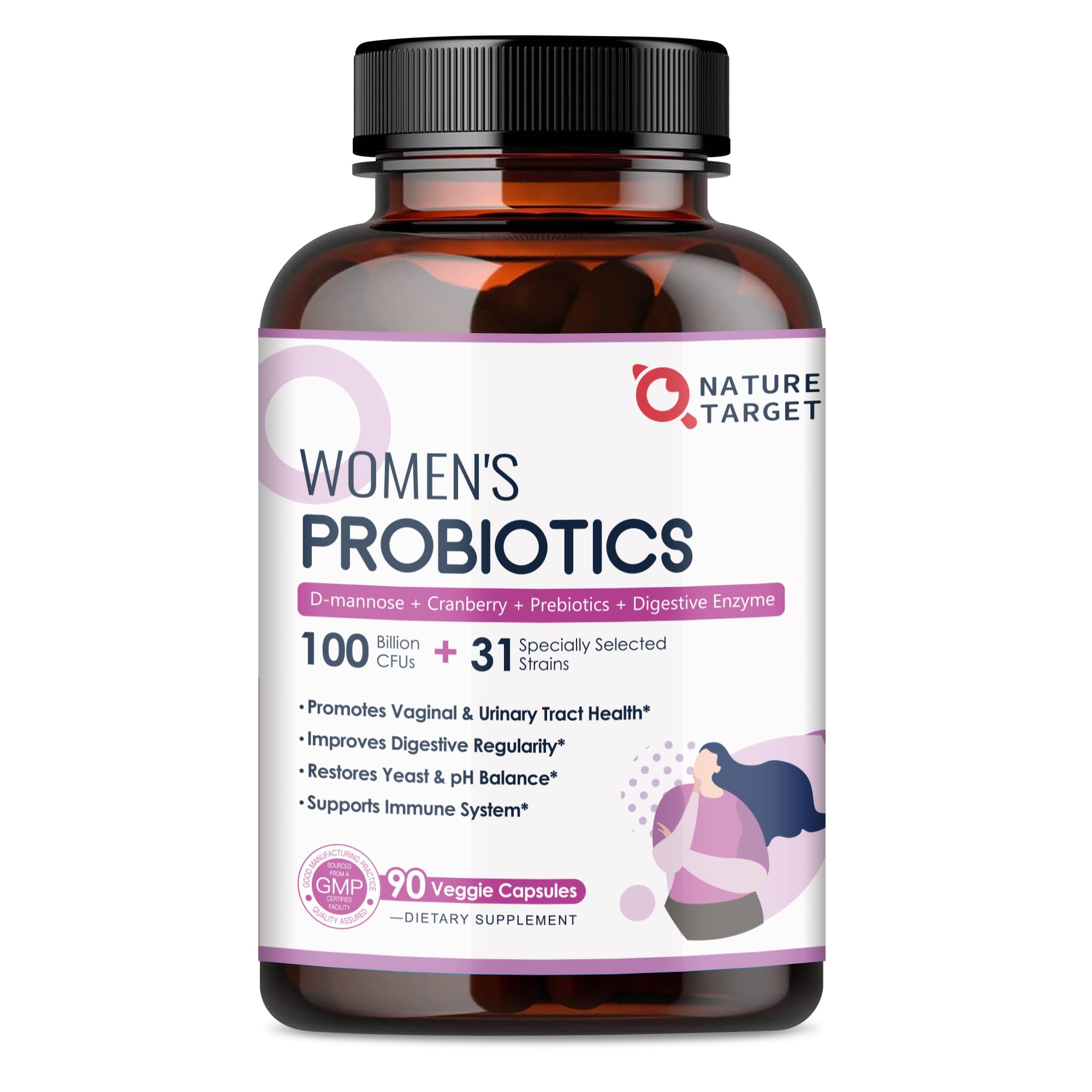 Bottle of Nature Target Probiotics for Women with 90 veggie capsules