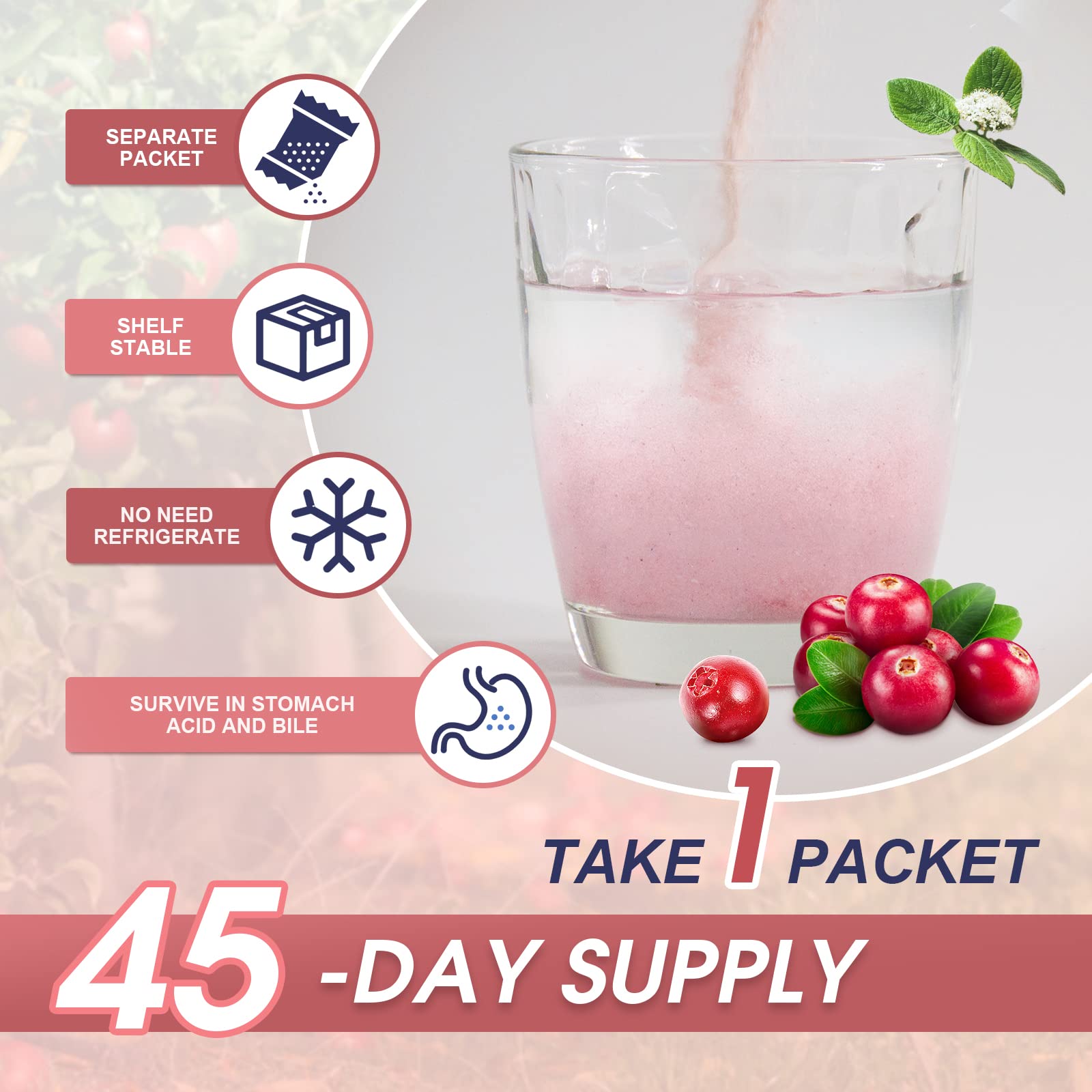 Illustration of D-Mannose and Cranberry with probiotic strains