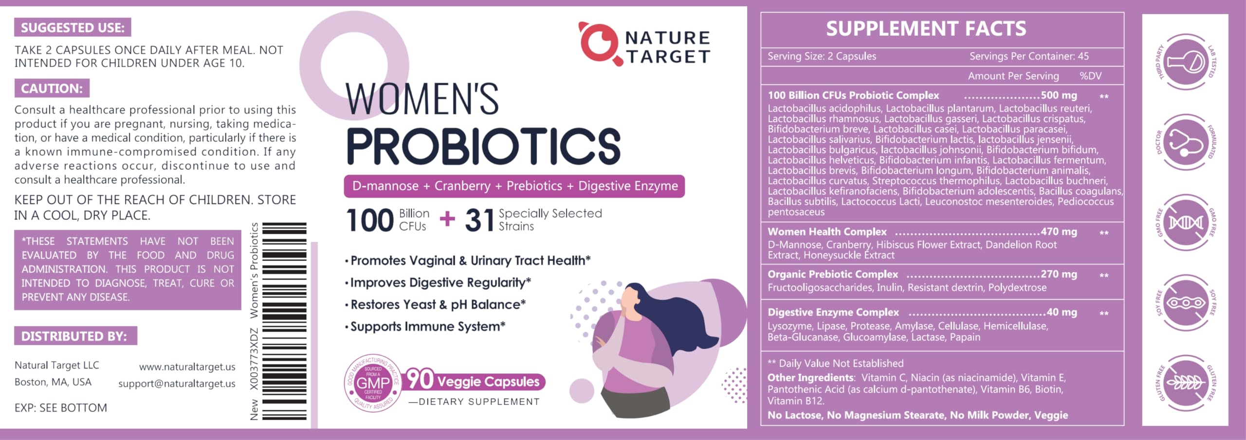 Shelf-stable, dairy-free Nature Target Probiotics bottle
