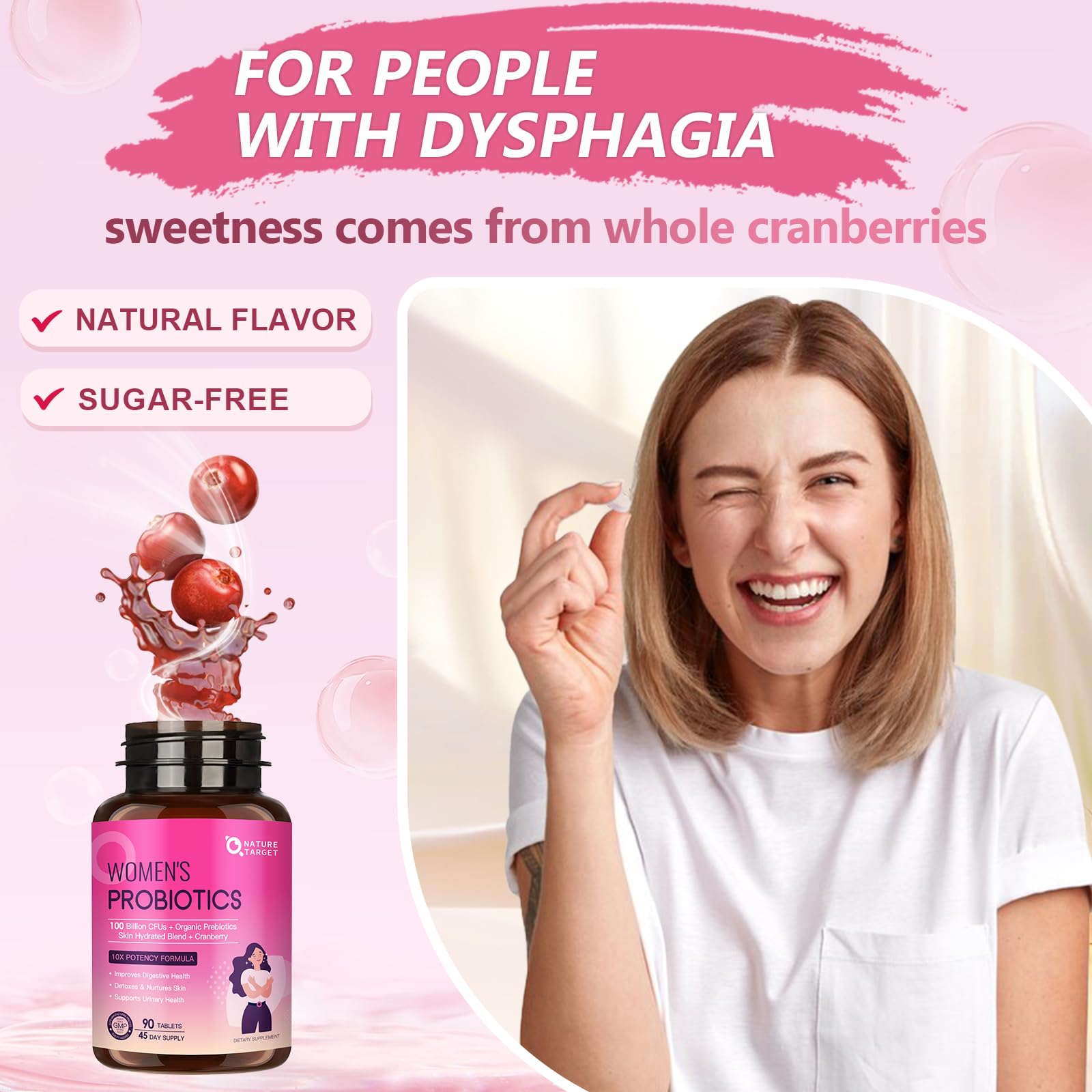 Close-up of probiotic chewable tablet texture