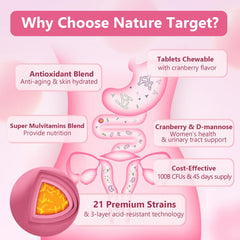 Cranberries and D-mannose ingredients arranged