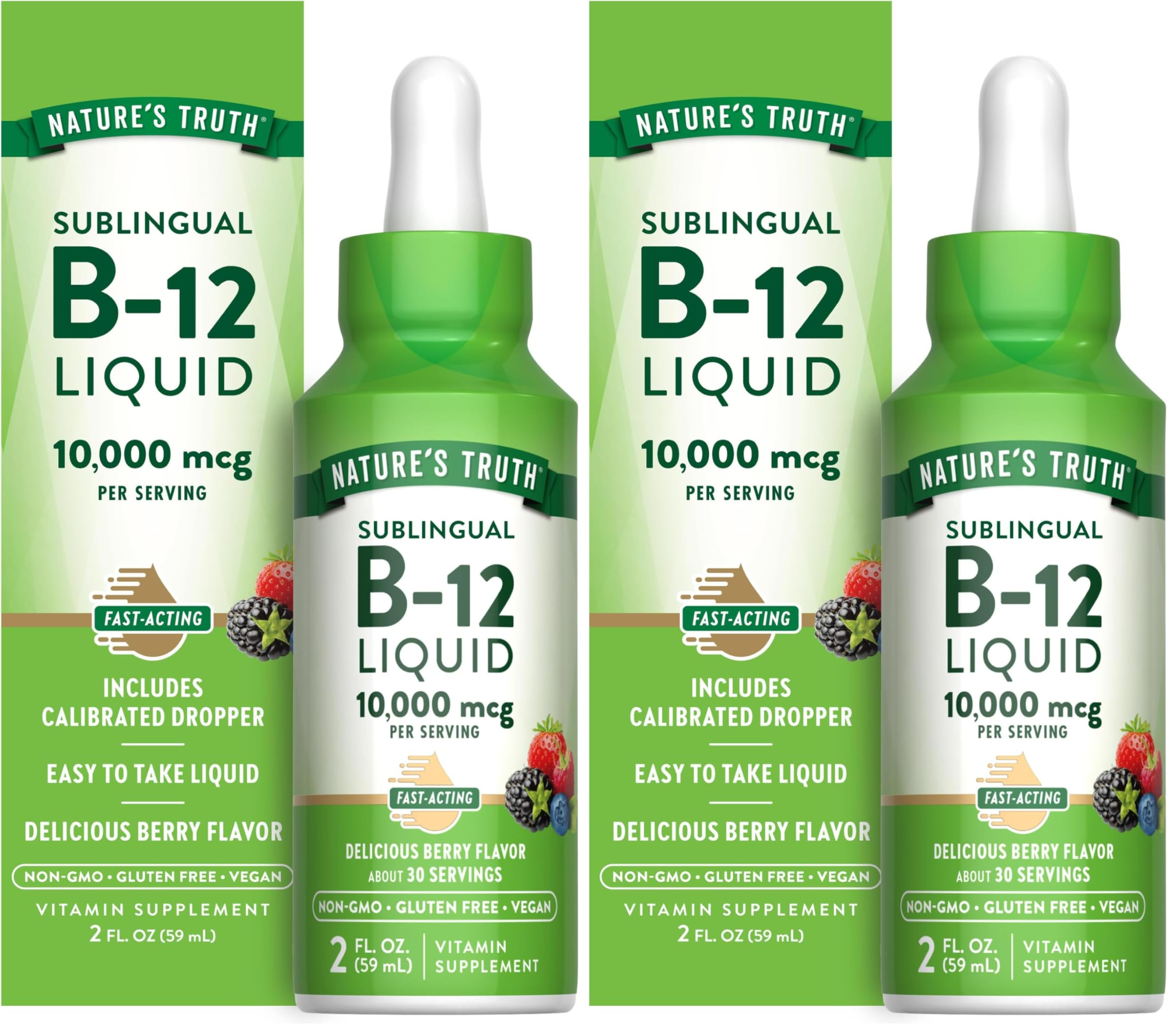 Two Nature's Truth B12 Sublingual Liquid Drops bottles (pack of 2)
