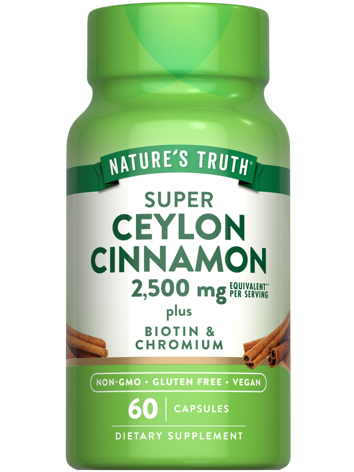 Nature's Truth Ceylon Cinnamon Capsules bottle – 60 count