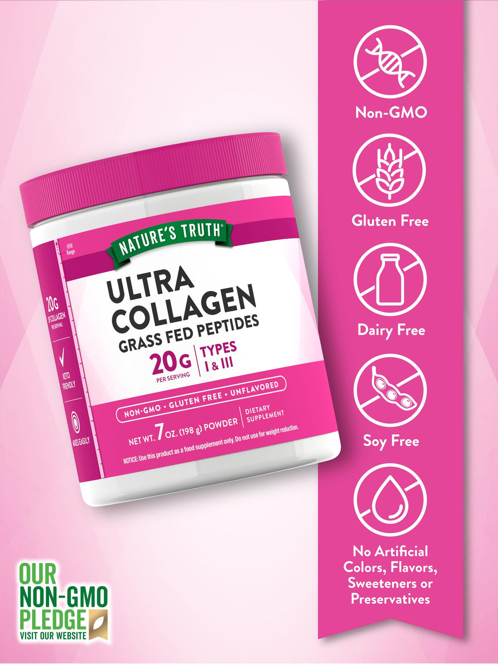 Close-up of product label showing Type I & III collagen
