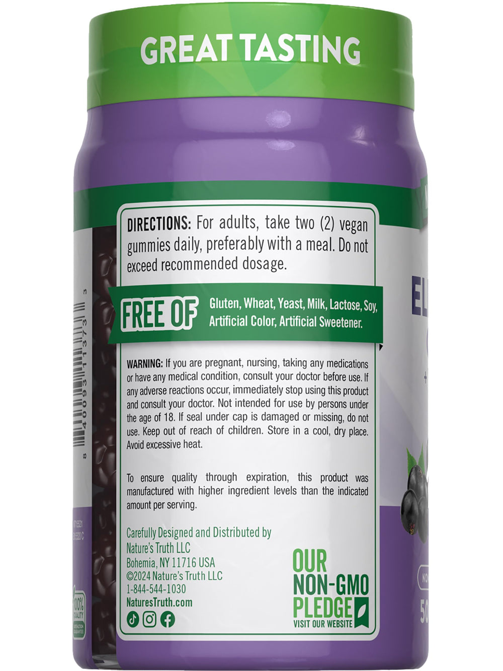 Elderberry gummies product packaging and labeling