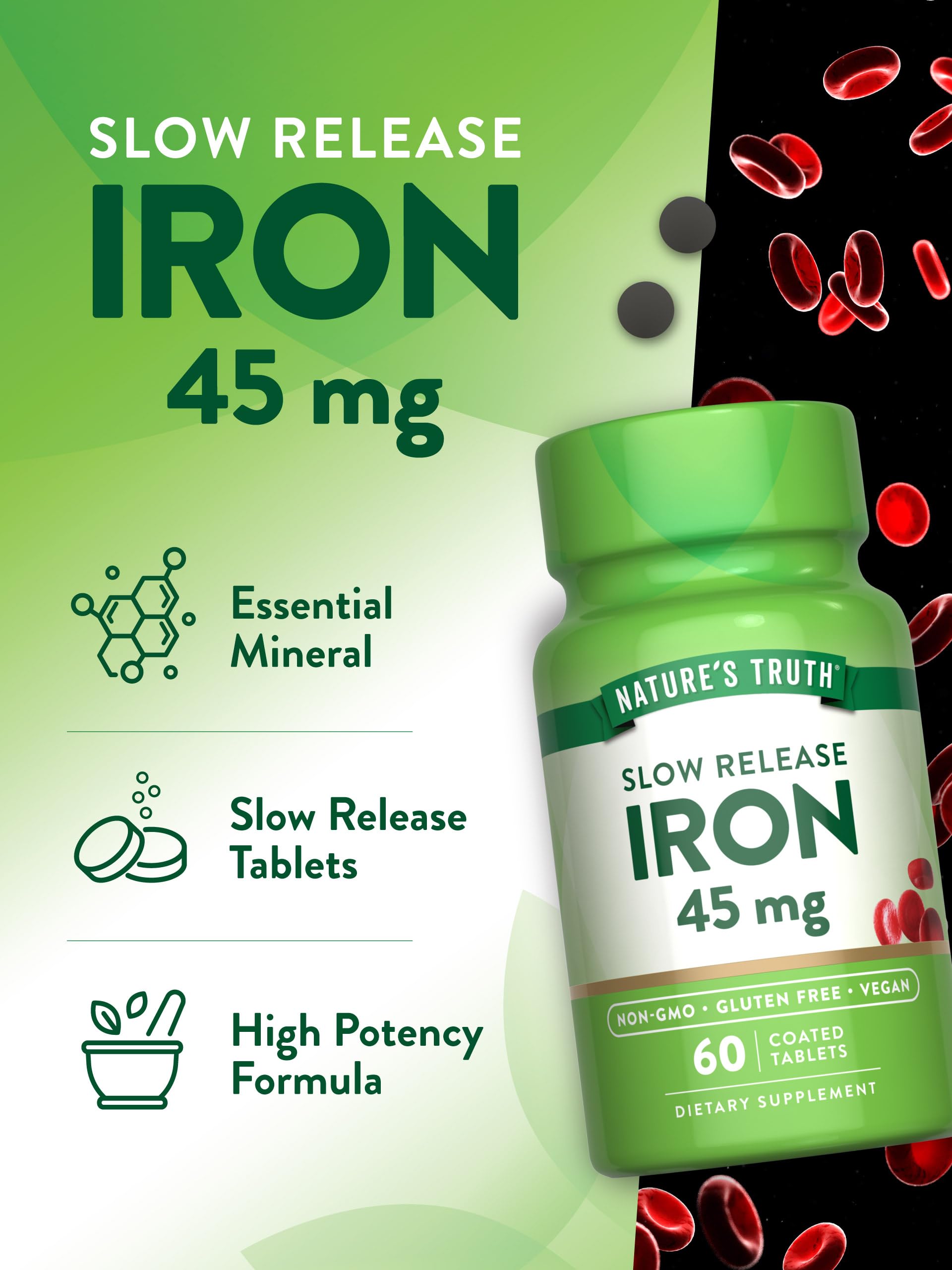 Nature's Truth branding on iron supplement bottle