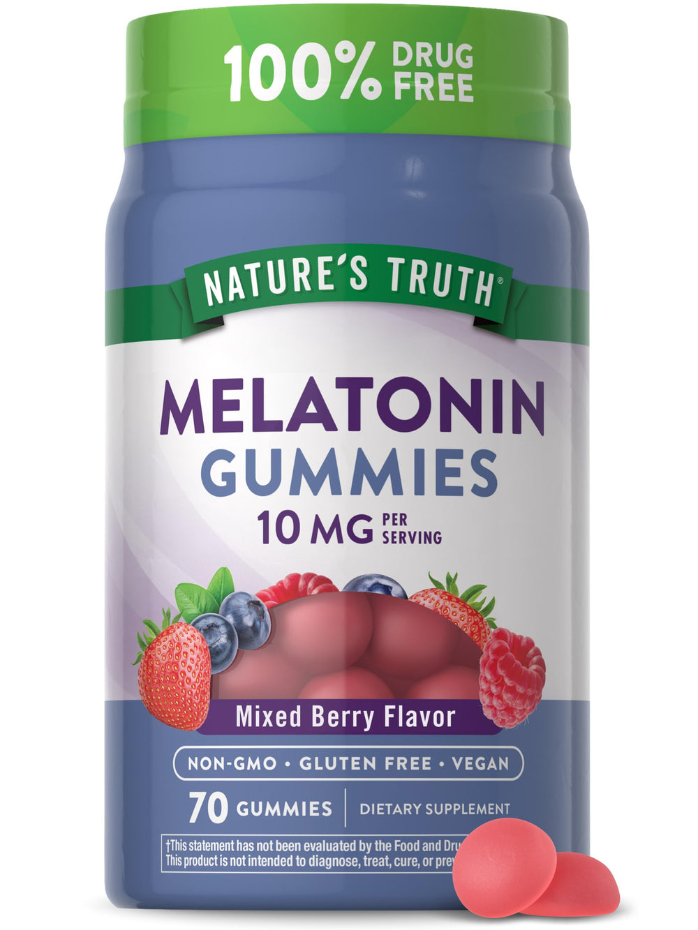 Front view of Nature's Truth Melatonin 10mg Gummies Berry bottle