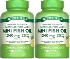 Nature's Truth Mini Fish Oil Omega-3 1340 mg Lemon Softgels Pack 2 image 1