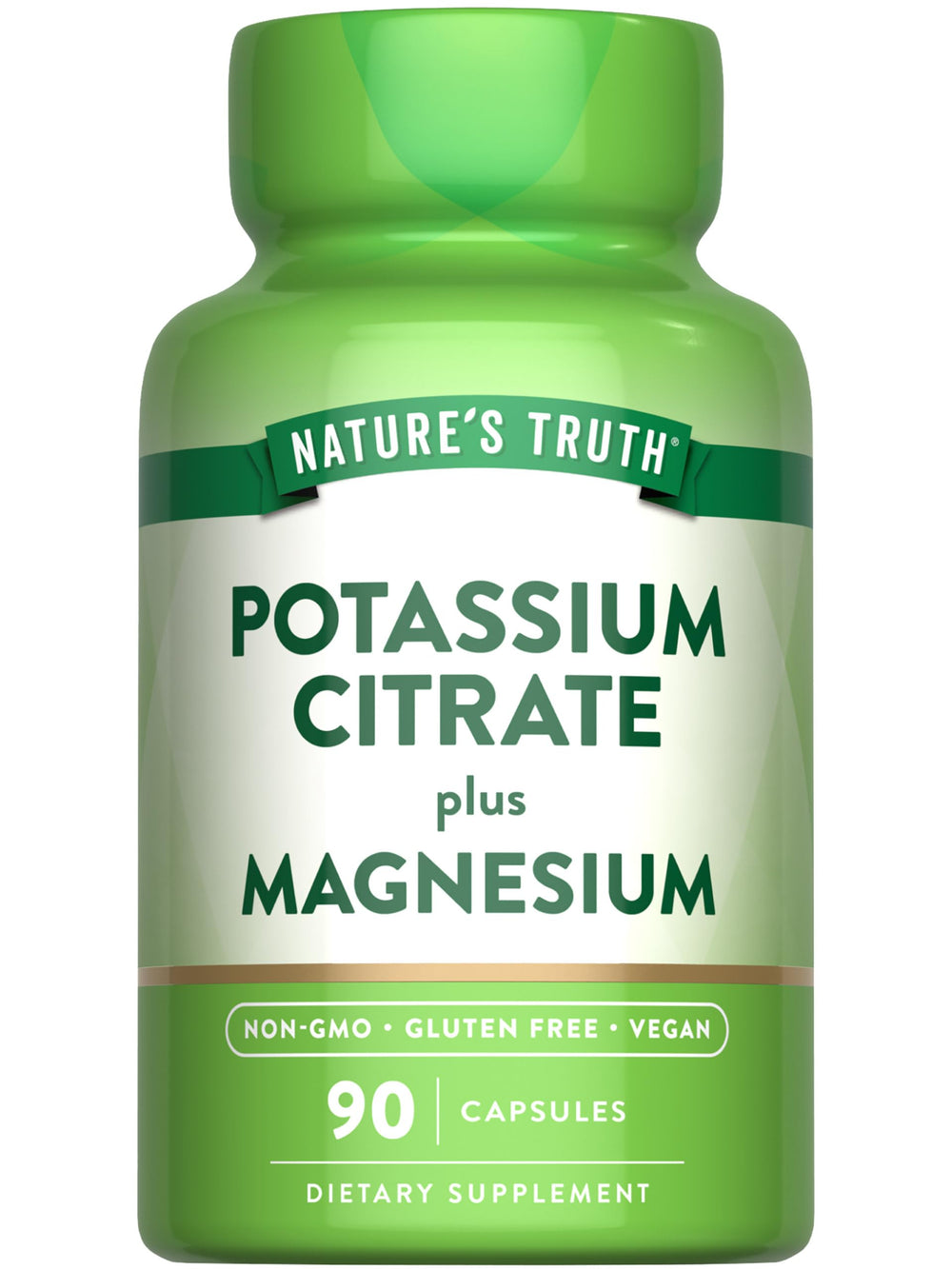 Front view of Nature's Truth Potassium Magnesium Citrate Capsules bottle