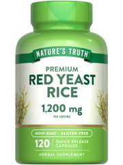 Bottle of Nature's Truth red yeast rice capsules with 1200 mg per serving