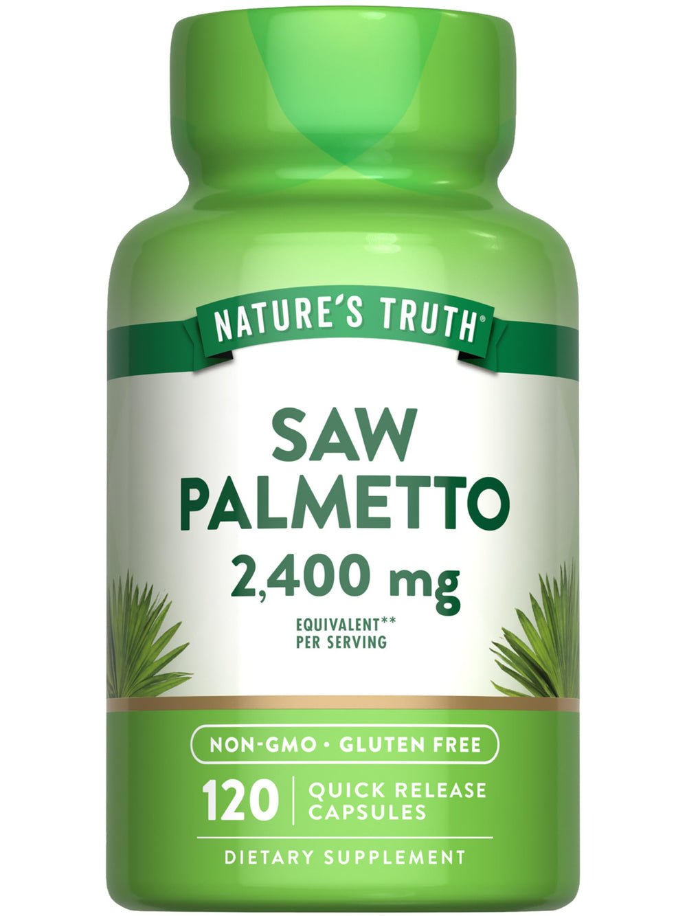 Nature's Truth Saw Palmetto Extract 2400mg bottle label