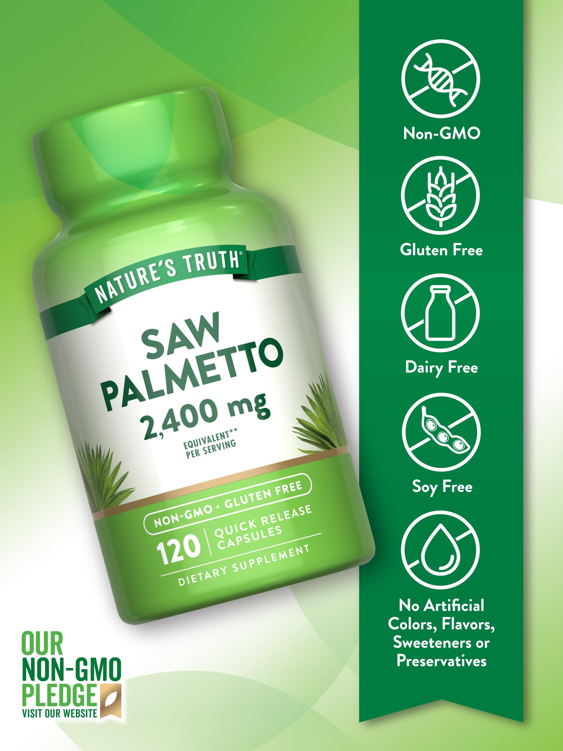 Front view of Nature's Truth packaging for Saw Palmetto