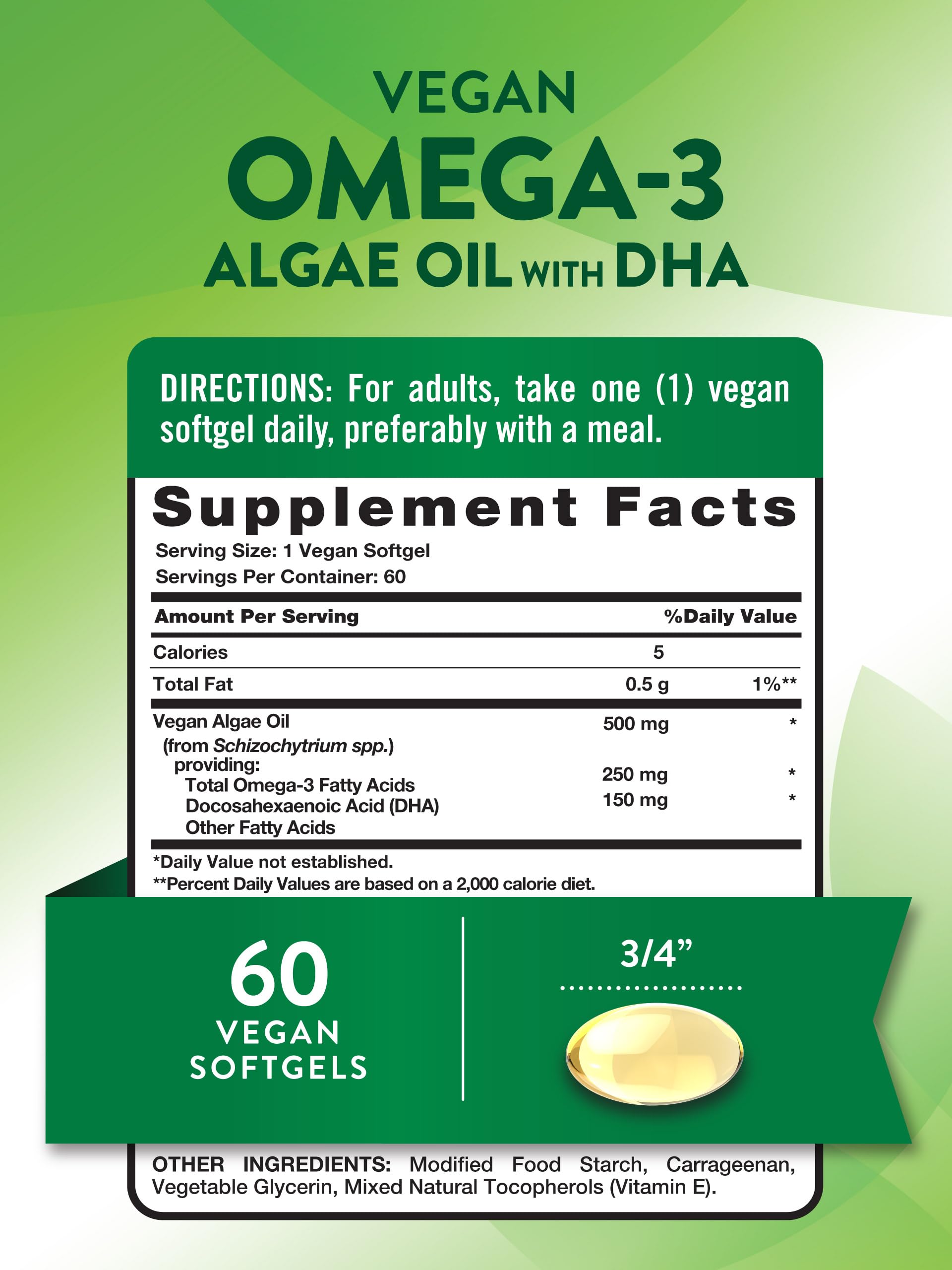 Vegan Omega-3 softgels bottle side view