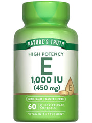 Nature's Truth Vitamin E Softgels bottle front view – 1000 IU, 60 count