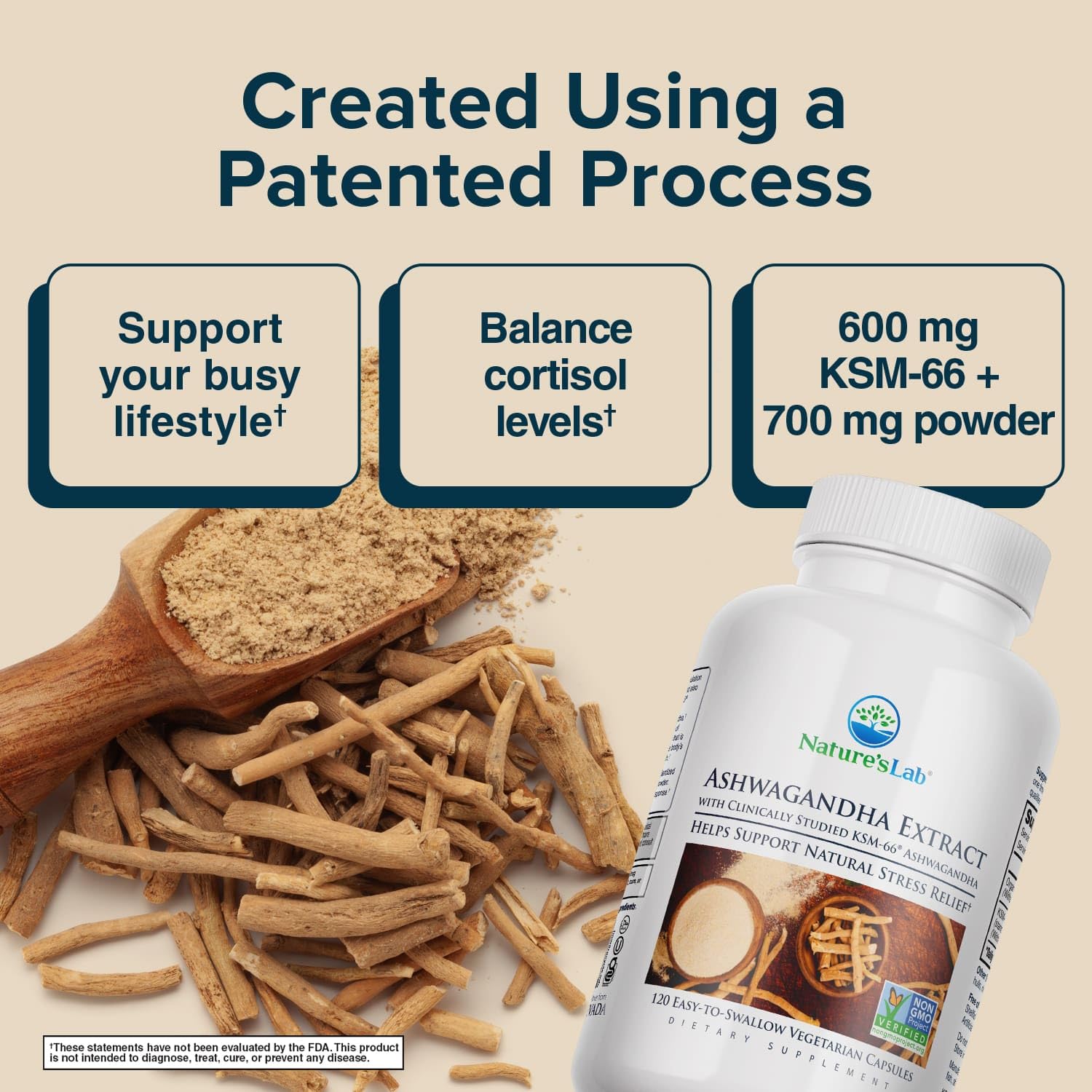 Organic Ashwagandha root powder and KSM-66 extract blend
