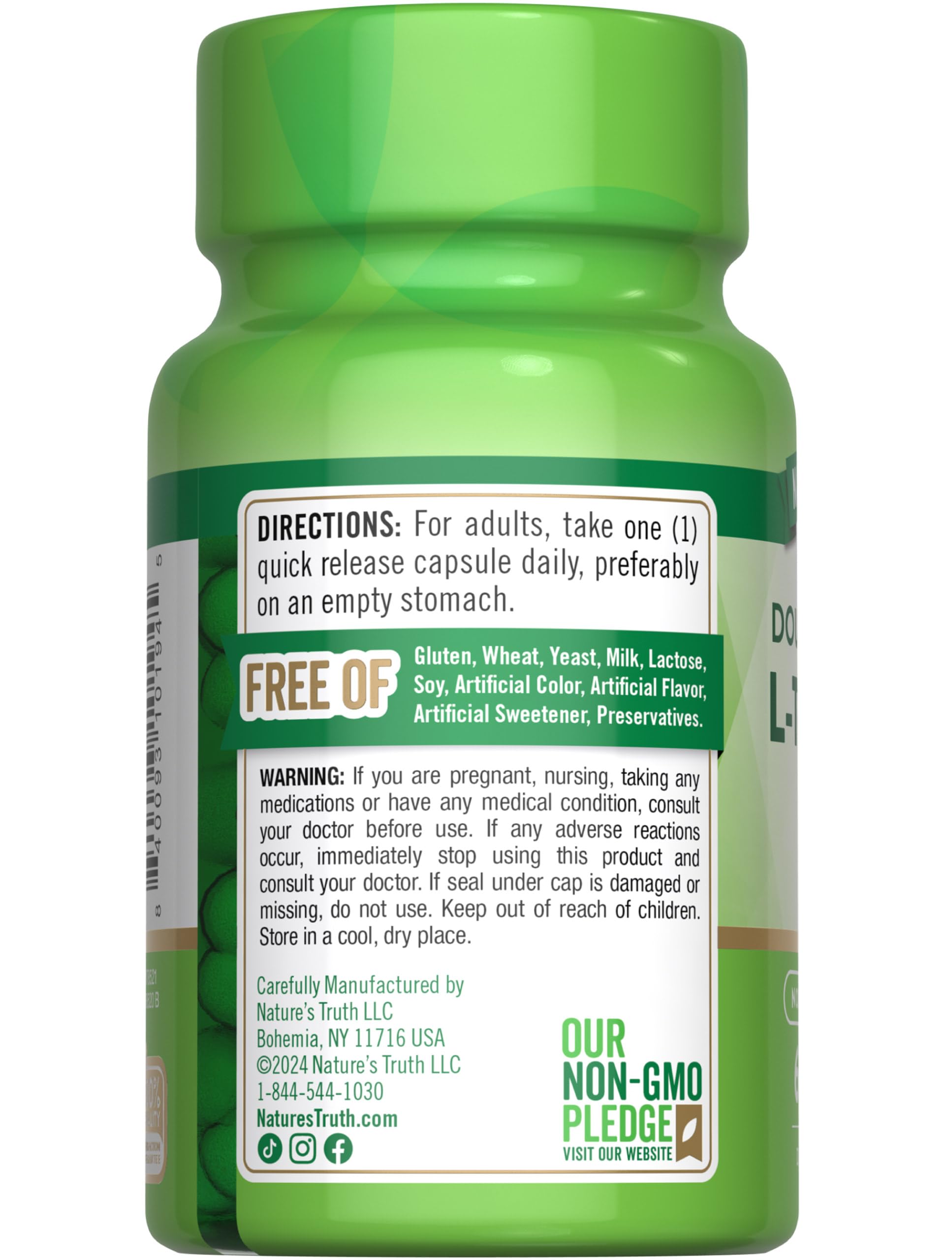 Usage and dosage information for Nature's Truth L-Theanine 200 mg