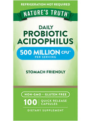 Front of Nature's Truth Probiotics bottle for men and women with 100 capsules and 500 million CFU