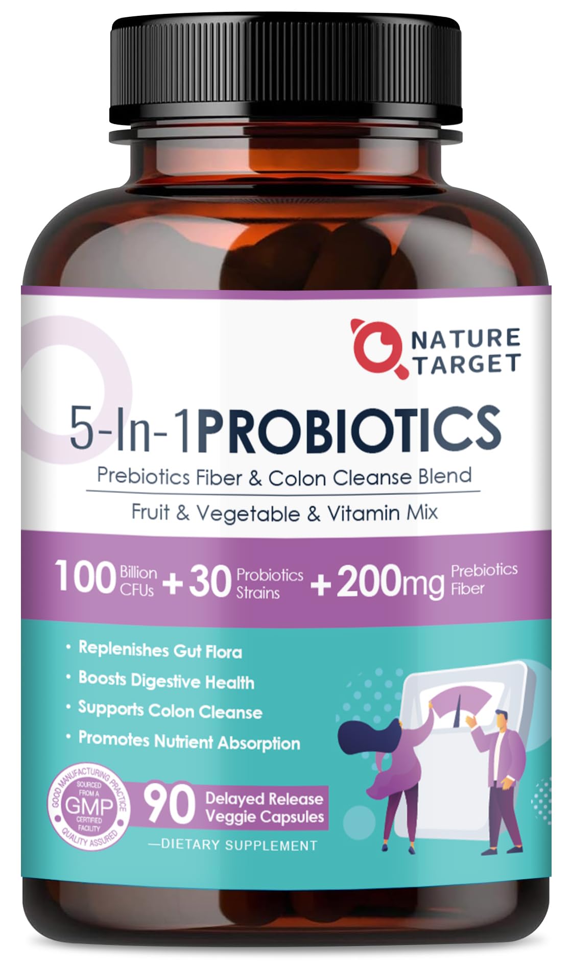 Nature Target Probiotics label for Women and Men