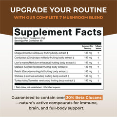 Close-up of Sacred 7 label highlighting organic and fruiting body extract