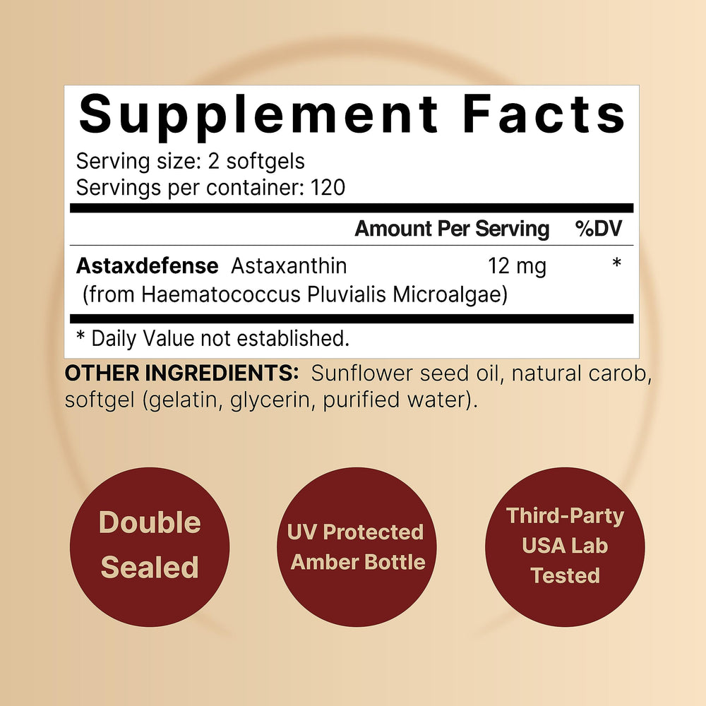 Close-up view of NatureBell Astaxanthin 12mg softgels
