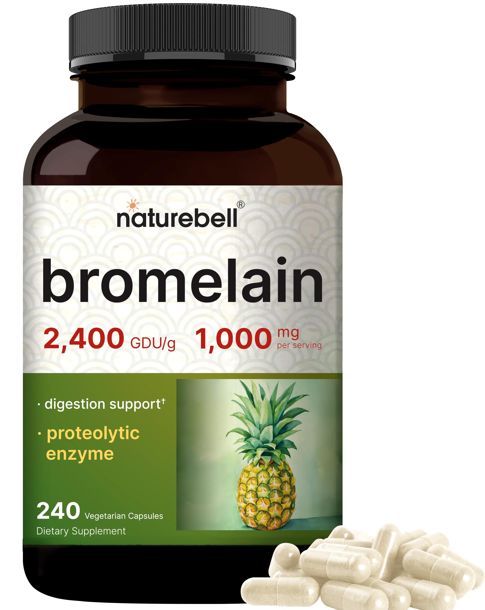 NatureBell Bromelain 1,000mg per serving capsules