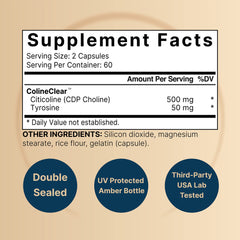 Label highlights: Citicoline 500 mg per serving