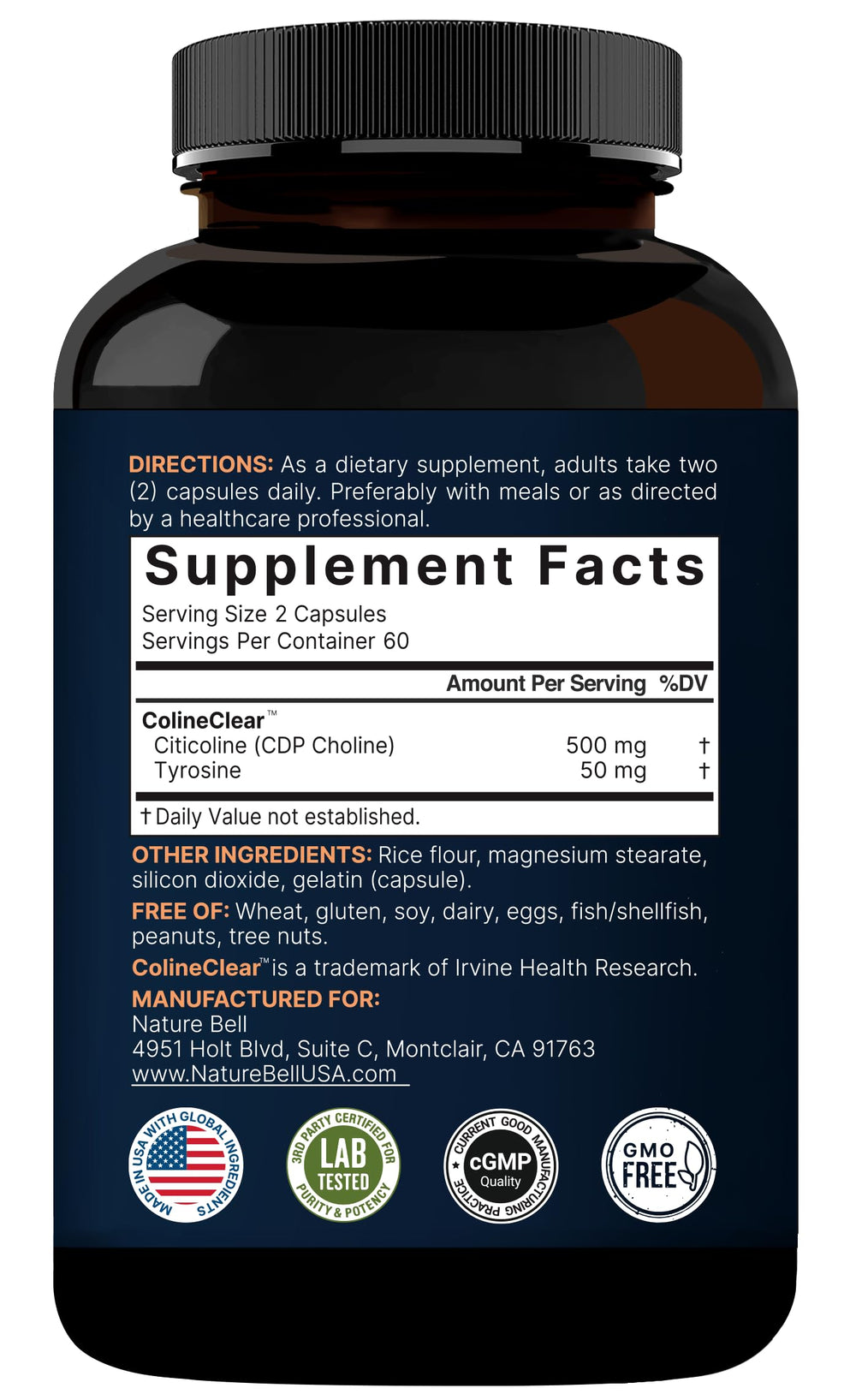 Brain support supplement for cognition, memory, focus