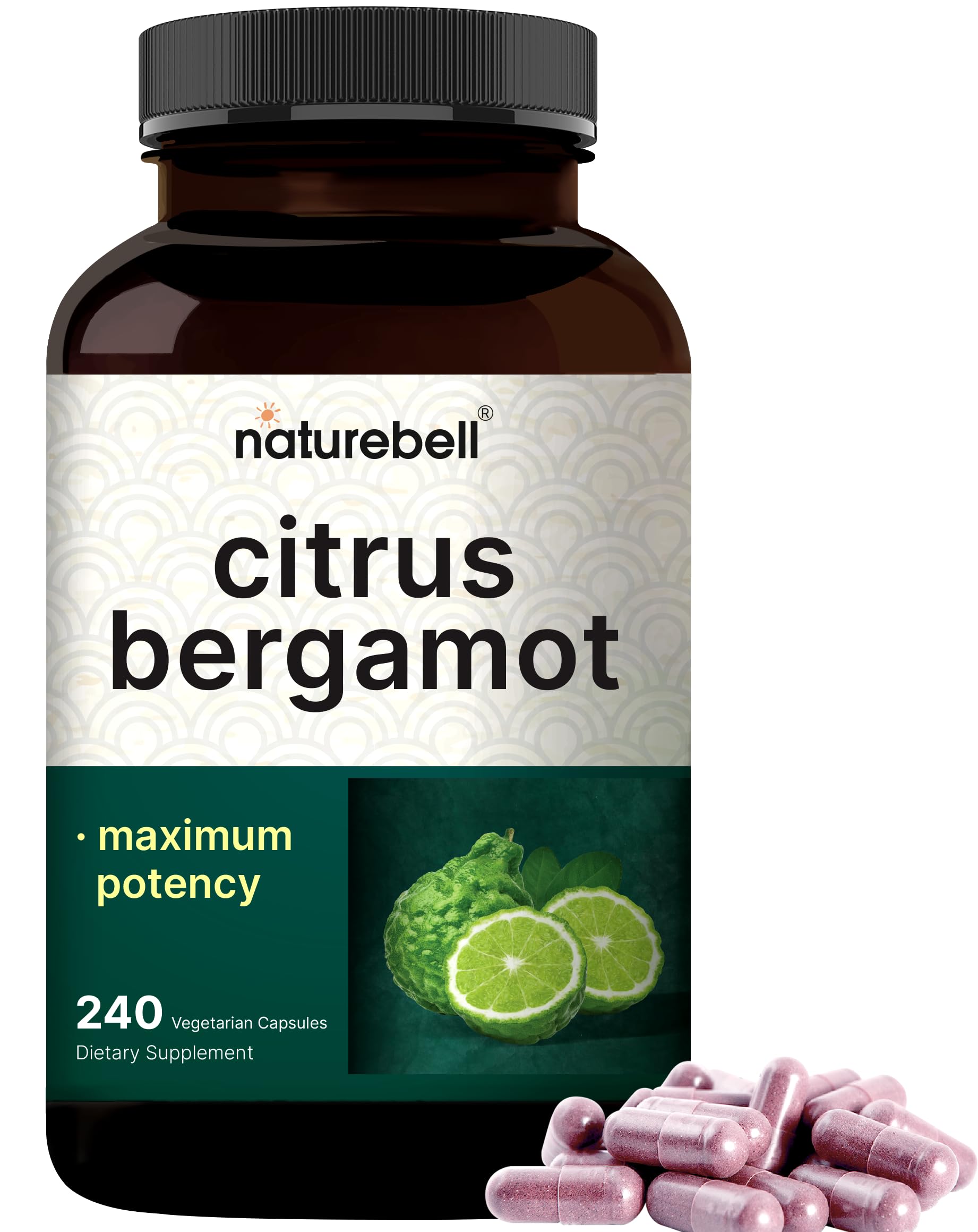 Front view of NatureBell Citrus Bergamot 5,000 mg bottle with label