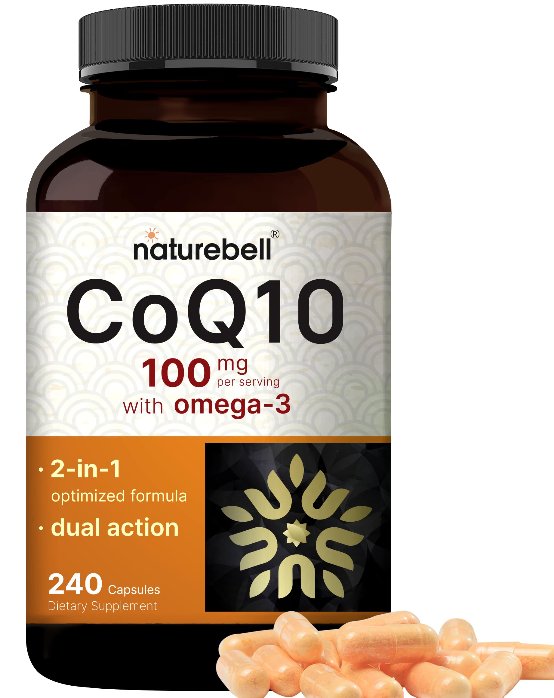 NatureBell CoQ10 100mg with Omega-3 bottle – 240 capsules