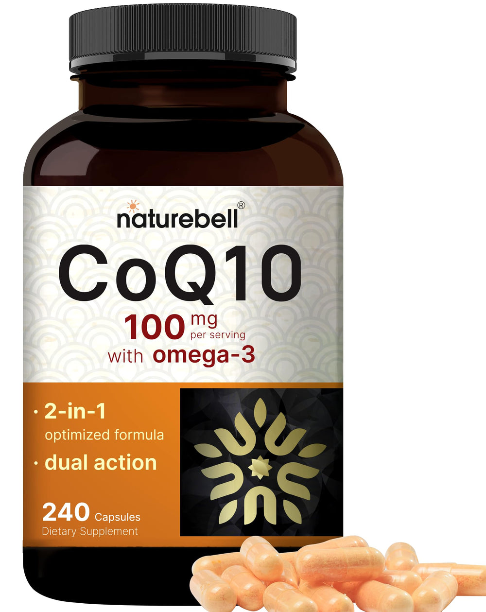 NatureBell CoQ10 100mg with Omega-3 bottle – 240 capsules