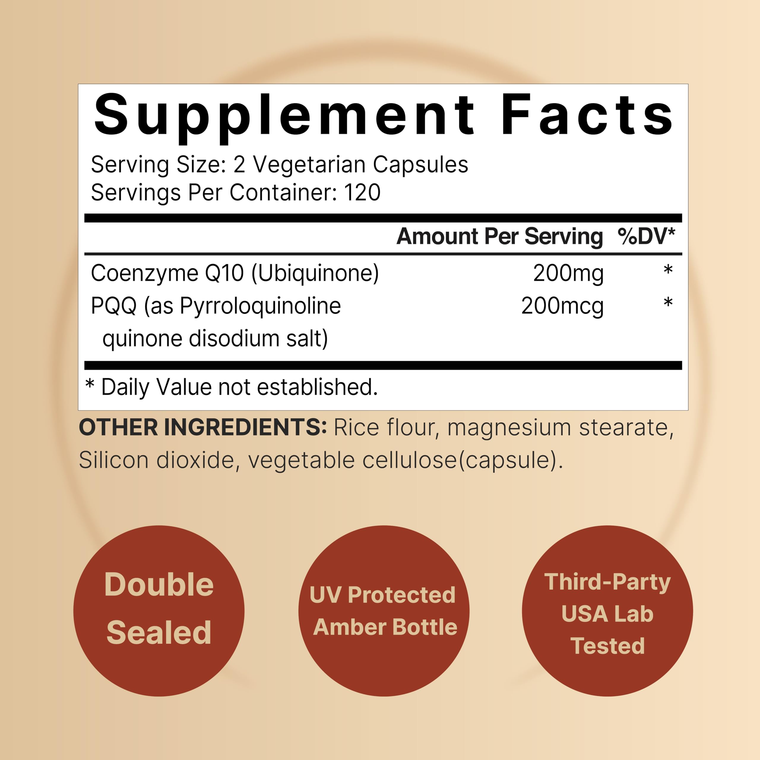 NatureBell CoQ10 with PQQ bottle back label
