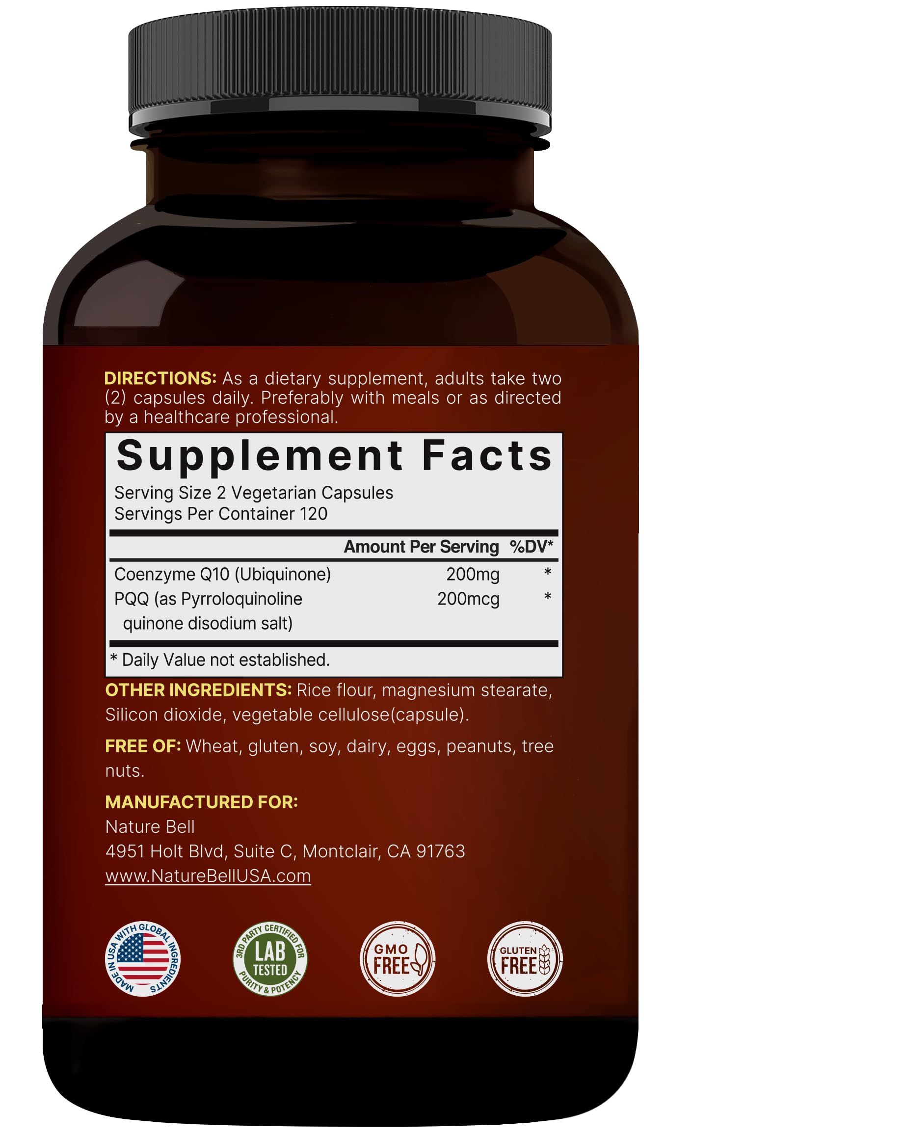 Graphic illustrating heart health benefits of CoQ10 with PQQ